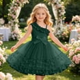 thumbnail image 2 of Green Off Shoulder Flower Girl Dresses for Wedding 1 Sleeve Tulle Summer Vintage Dresses 4-5 Years, 2 of 7