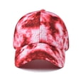 thumbnail image 3 of Bibifish Womens Red & Pink Tie-Dye Baseball Cap Curved-Brim Soft Fabric Lightweight Casual Vacation Streetwear Outdoor Sun Protection Cap, 3 of 5