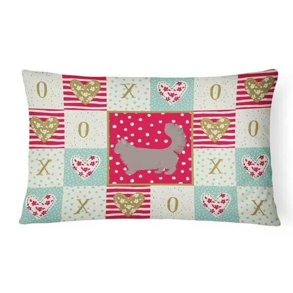 Carolines Treasures CK5712PW1216 Skookum 2 Cat Love Canvas Fabric Decorative Pillow, Red, 12H x16W, multicolor