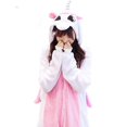 thumbnail image 3 of Pijama de unicornio rosa Kigurumi de dibujos animados, mono con capucha para mujer adulta, Animal, Halloween, Navidad, Panda, puntada, ropa de dormir de dinosaurio, 3 of 4