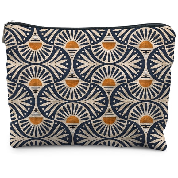 Bolsa de maquillaje RYYCDOI Boho Sunset Leaf Linen con forro impermeable