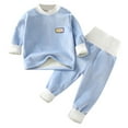thumbnail image 2 of Baby Girl's 2 Piece Outfits Crewneck Long Sleeve Solid Color Children's Homewear Fuzzy Warm Long Pant Casual Fashion 27 Piece Set,Z4-Blue,3-4 Years, 2 of 6
