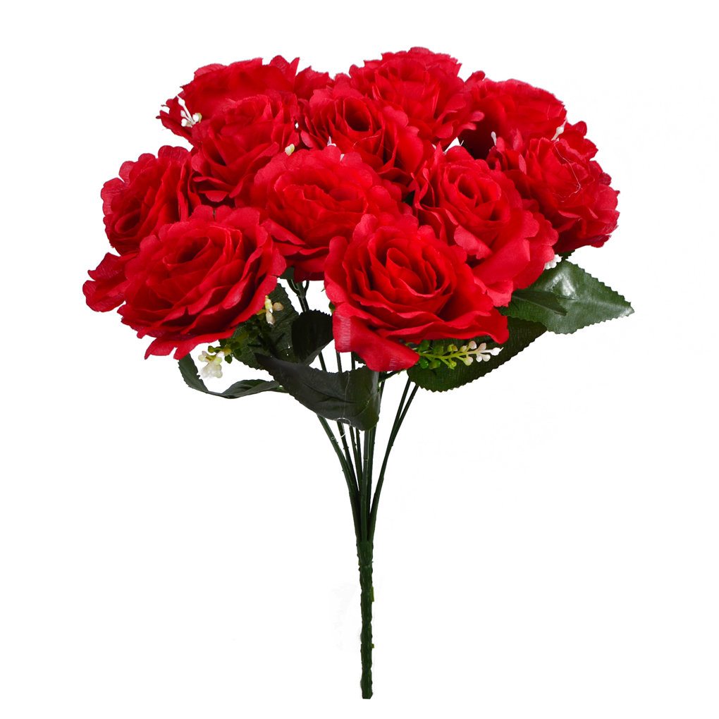 Worallymy 12head Artificial Rose Flower Bouquet Simulation Floral