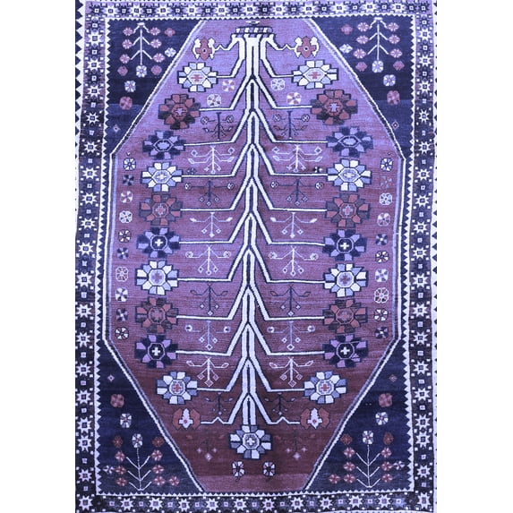 Ahgly Company Machine Washable Indoor Rectangle Persian Blue Traditional Area Rugs, 7' x 10'