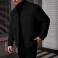 thumbnail image 6 of LODIENY Men Tweed Jacket Fleece Shacket Button Down Collared Jackets Warm Winter Coat Long Sleeve Fall Outerwear with Flap Pockets for Casual Daily Black L, 6 of 6