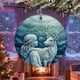 thumbnail image 5 of Adorno navideño "Sueña con el coraje": Escena de niña montando un reno. Colgante inspirador para árbol navideño con etiqueta de regalo., 5 of 5