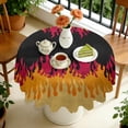 thumbnail image 4 of 60 Inch Round Lace Tablecloth Water Resistant Washable, Fire Hot Print, 4 of 5