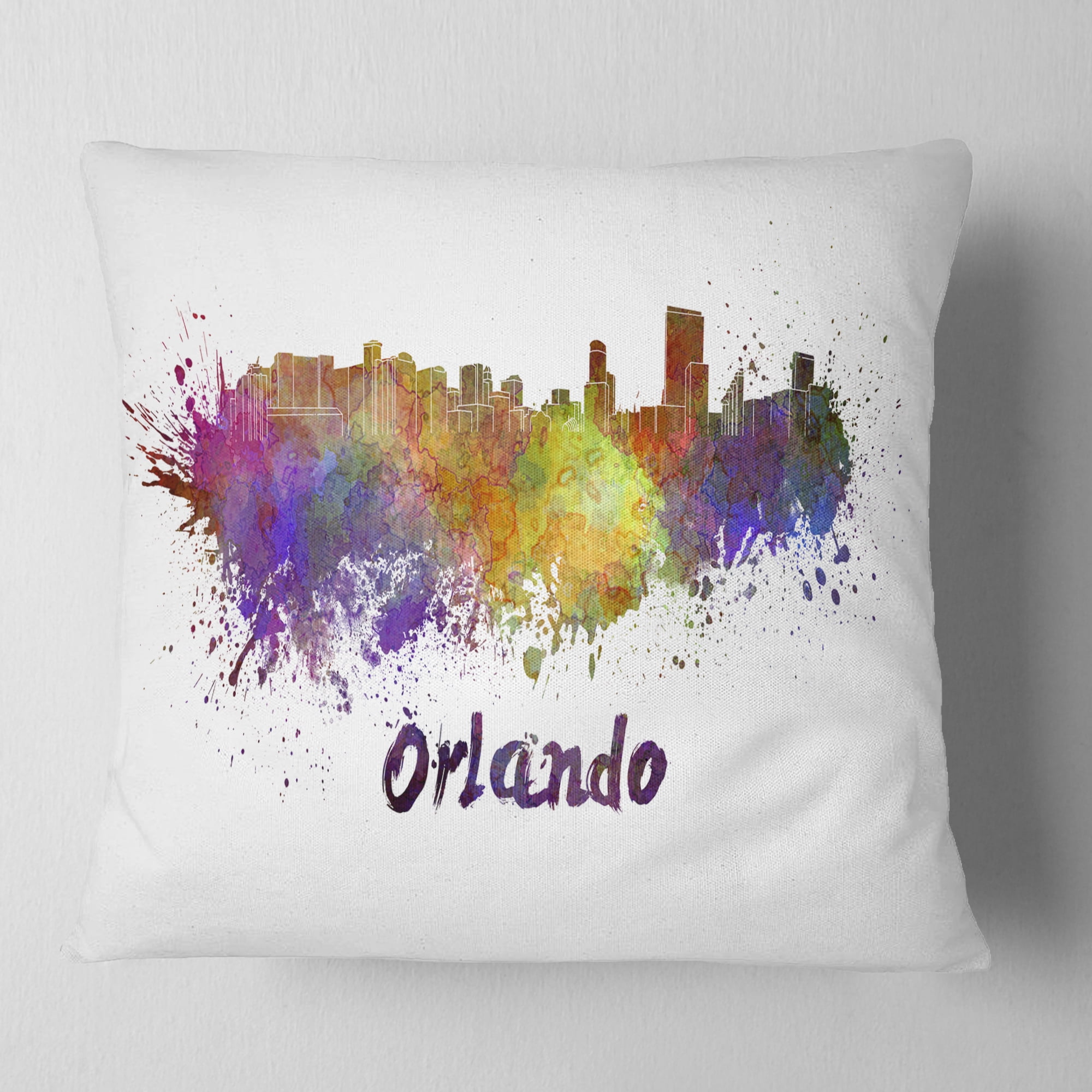 Designart Orlando Skyline - Cityscape Throw Pillow - 18x18