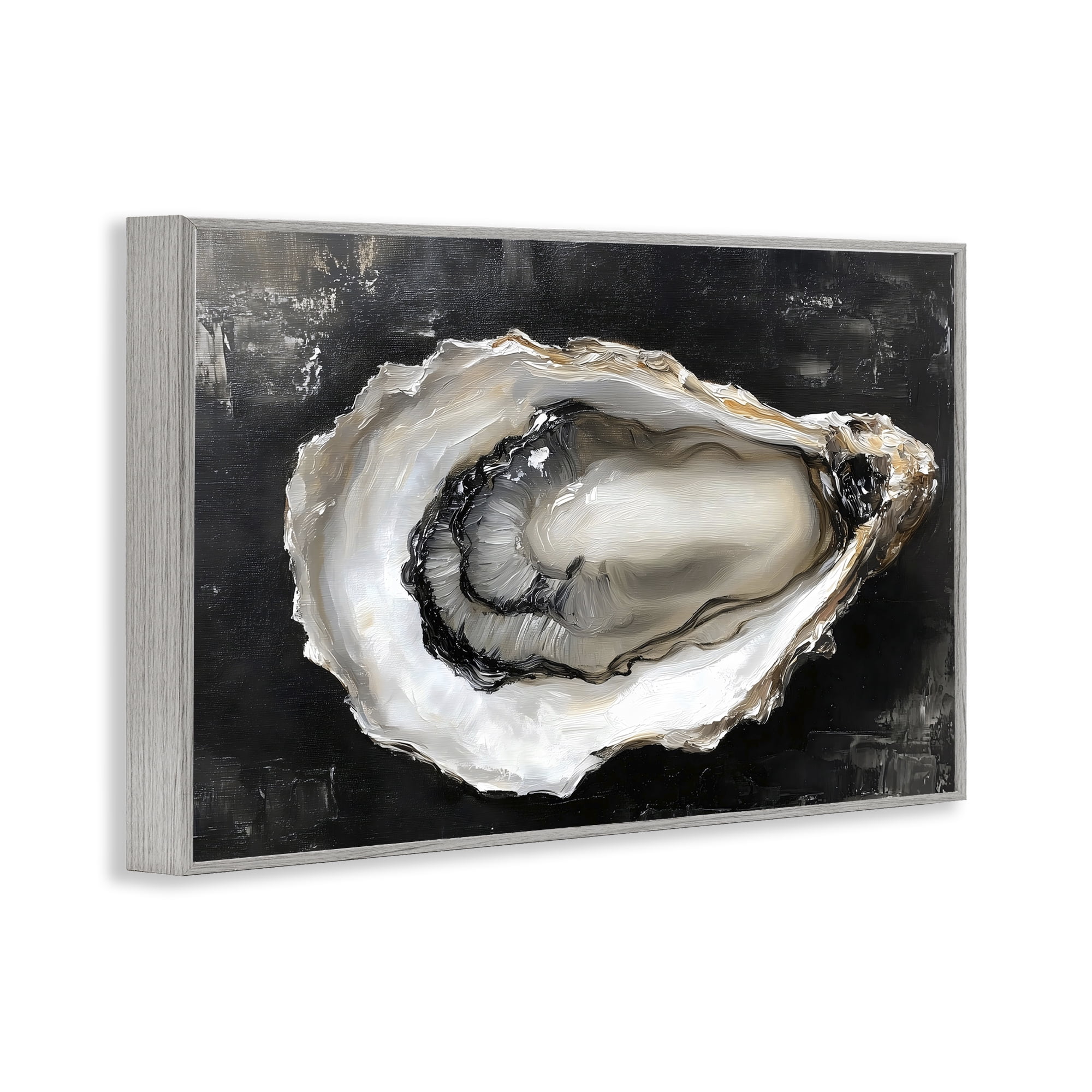 Stupell Industries Black Oyster Pearlescent Shell Gray Framed Giclee Art, design by LSR Design Studio