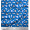 thumbnail image 1 of Soimoi Blue Cotton Voile Fabric Candy Stick,Gift Box & Oranament Christmas Fabric Prints By Yard 42 Inch Wide, 1 of 3