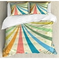thumbnail image 1 of Circus Queen Size Duvet Cover Set, Colorful Carnival Background with Rainbow Spectrum Rays and Stars on Grungy Texture, Decorative 3 Piece Bedding Set with 2 Pillow Shams, Multicolor, by Ambesonne, 1 of 3