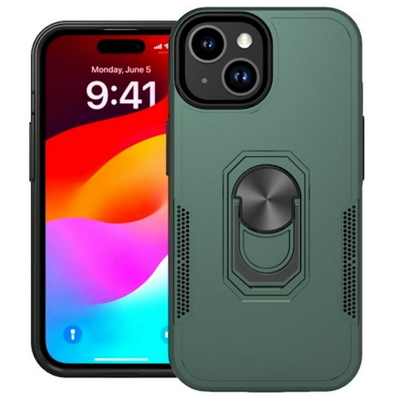 TUFF Hybrid Case with Ring Grip for iPhone 15 - Green