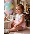 thumbnail image 5 of Cenuakty Baby Girls Birthday Day Romper Sleeveless Animal Embroidery Striped Patchwork Bodysuit with Bow, 5 of 9