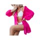 thumbnail image 3 of VISgogo Bikini de verano para mujer, vestido camisero largo suelto con cierre de botón de solapa de manga larga de Color sólido transparente VISgogo  moda, 3 of 5
