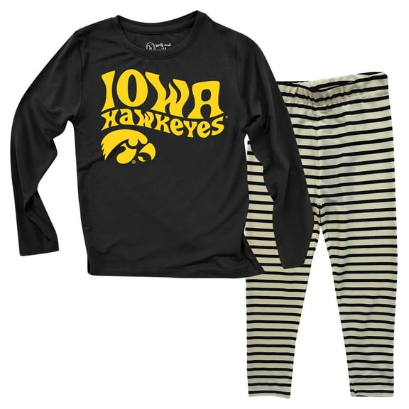 Infant Wes & Willy Iowa Hawkeyes Long Sleeve Top and Striped Tri-Blend Leggings Set