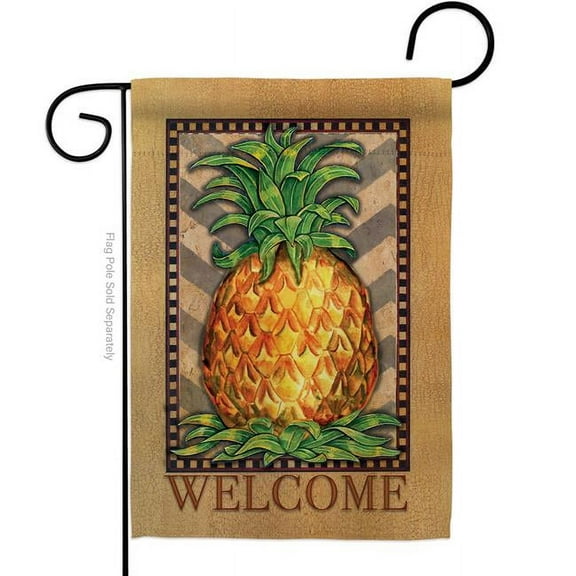 Ornament Collection G191214-BO Welcome Elegant Pineapple Food Fruit 13 x 18.5 in. Double-Sided Decorative Vertical Garden Flags for House Decoration Banner Yard Gift