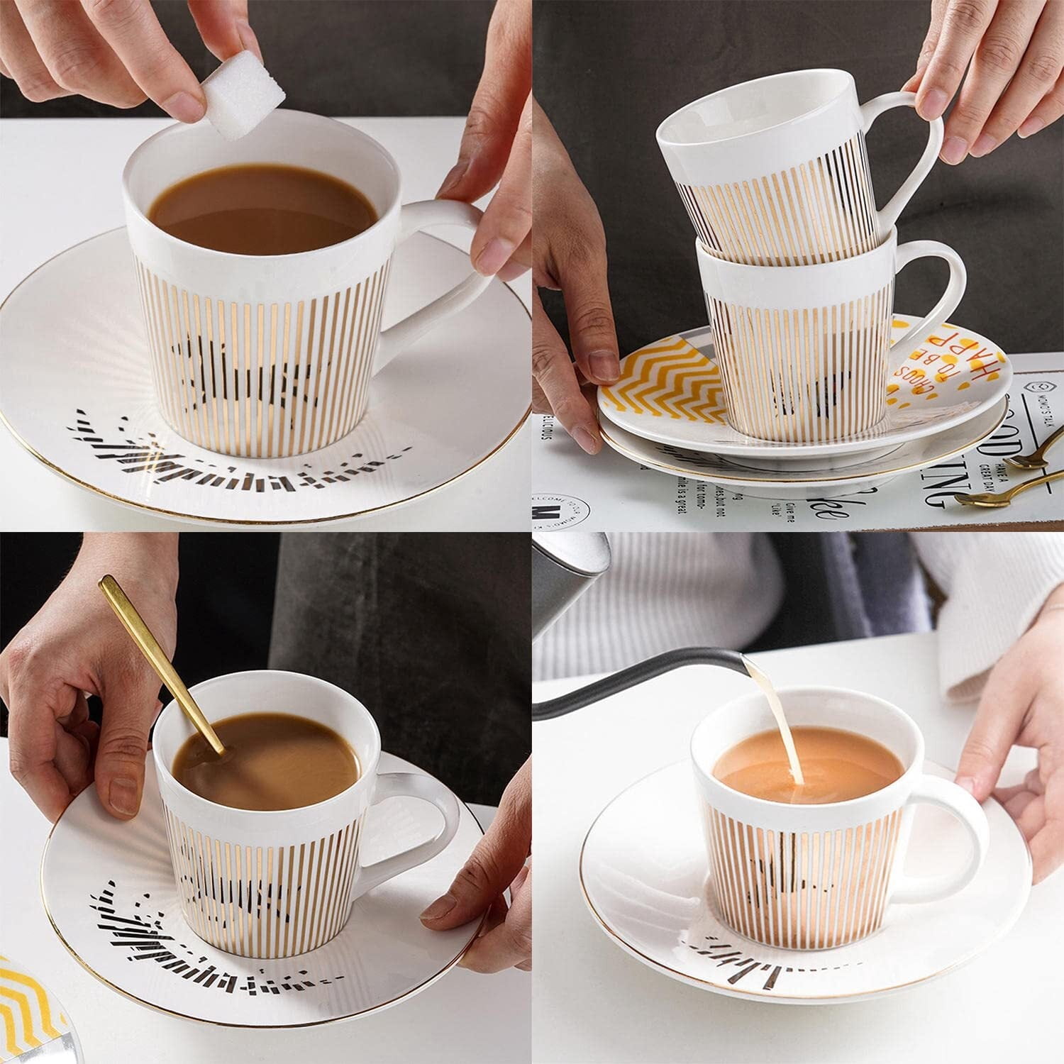 Horse Coffee Mug - Dynamic Rotating Mirror Cup Set for Cappuccino, Espresso, Tea & Coffee