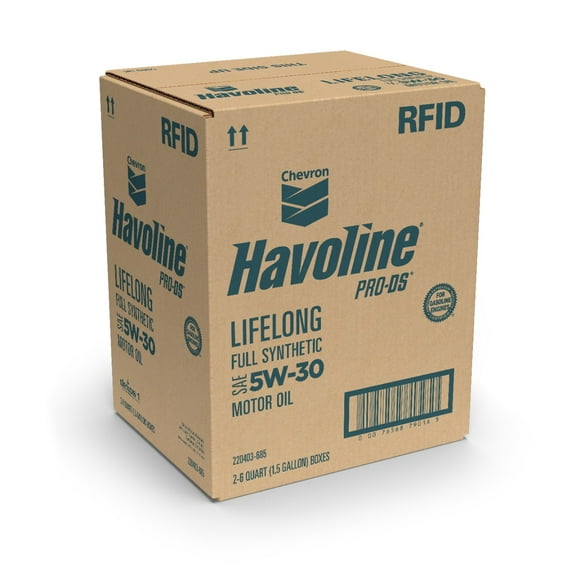 Chevron Havoline Full Lifelong Synthetic Motor Oil 5W-30, 6 Quart Smart Change Box Case (2-Pack)