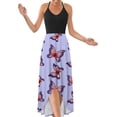 thumbnail image 2 of PEASKJP Midi Dresses for Women 4th of July American Flag Dress Casual Summer Short Sleeve Round Neckline Floral Maxi Dress Purple X-L, 2 of 3