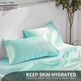 thumbnail image 2 of MR&HM Satin Bed Sheets, 3 Pcs Silky Bedding Set, Twin, Turquoise, 2 of 7