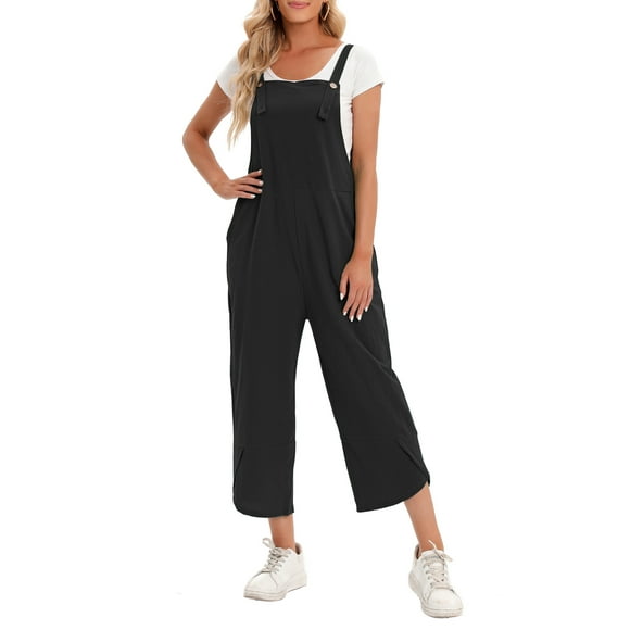 Monos, Mono de mujer con bolsillos, sin mangas, piernas anchas, monos de talla grande