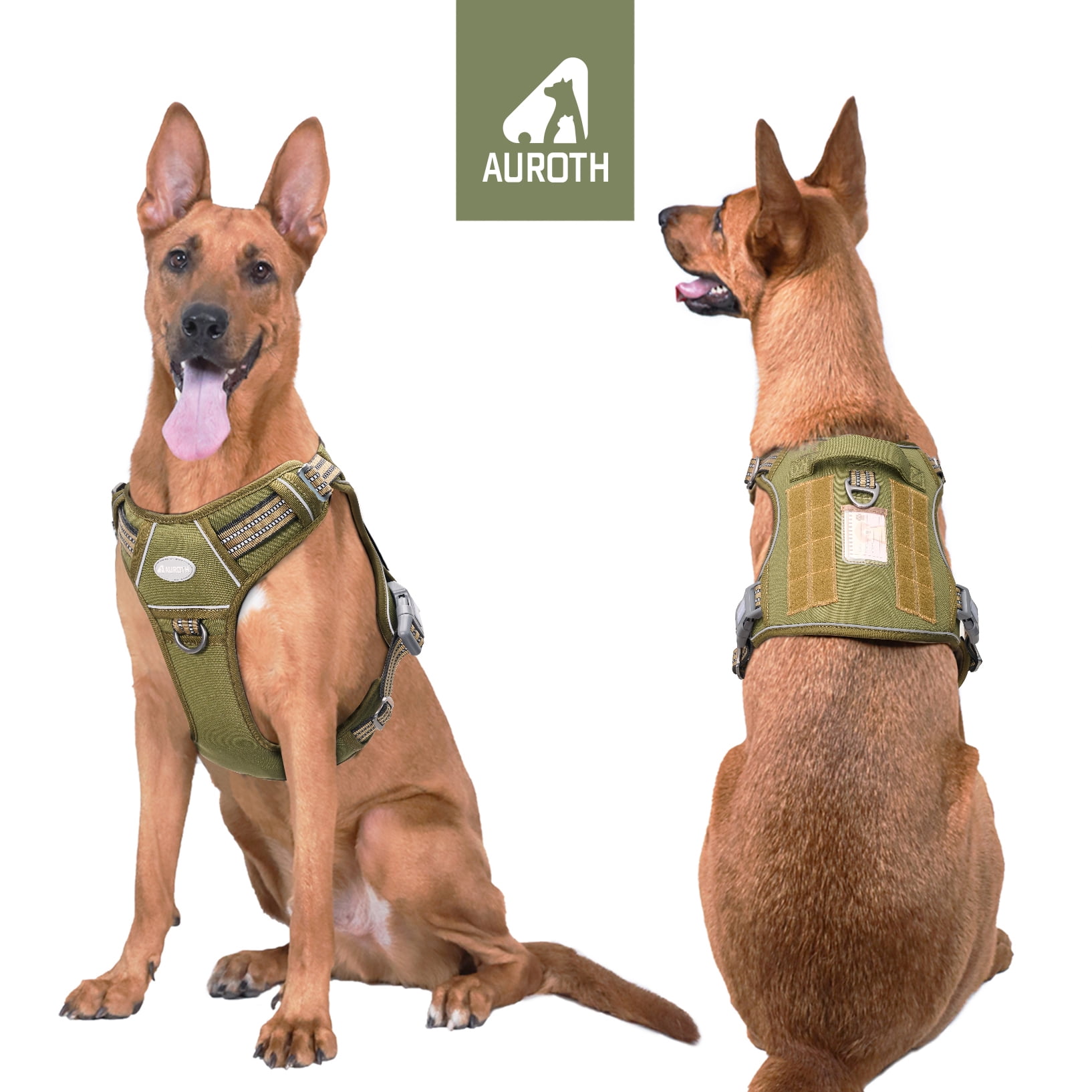 Auroth No Pull Dog Harness for Large Dogs, Adjustable Easy on Pet Vest Harness, Front Clip Service Vest Harness, Reflective Soft Padded Dog Harness Vest, Dog Training Running Harness with Handle