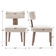 Guyou Dining Chairs Set of 4, Mid-Century Modern Linen Upholstered Kitchen Chairs with Curved Backrest, Wooden Side Chairs for Dining Kitchen Living Room Bedroom, Beige