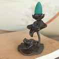 thumbnail image 3 of Antique-style lotus leaf frog backflow incense holder, a small ornament for home decoration, tea pet, tea ceremony decoration, frog incense holder., 3 of 4