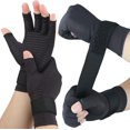 thumbnail image 1 of 2 Pairs Pack Compression Gloves for Women Men, Copper Arthritis Gloves for Hand Pain Relief, Carpal Tunnel Wrist Support, Rheumatoid, Joint Swelling,Fingerless for Computer Typing(Small/Medium), 1 of 8