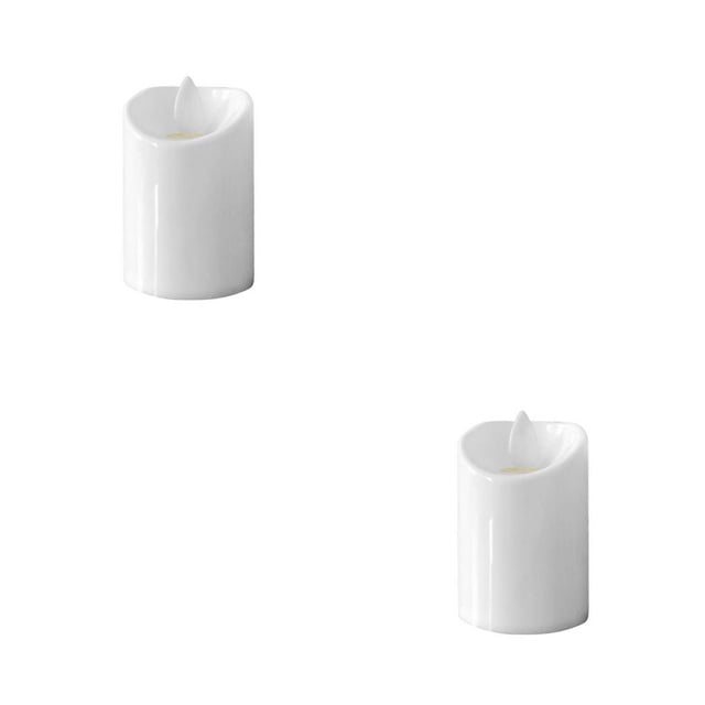 Advancent Lámpara de de decoración LED sin llama de luz de té de plástico eléctrico con luz de vela, superficie lisa, blanco Blanco brillante 2piezas Advancent CBP017347