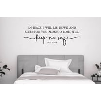 Scripture Wall Decal, Psalm 4:8 Bible Verse Quote, Religious Bedroom ...