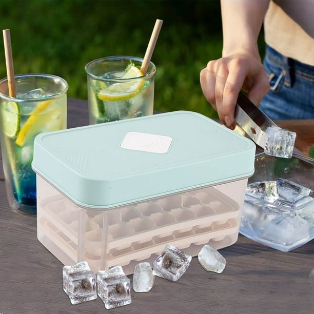 Bandeja de Hielo con Tapa, de Grado Alimenticio, para Hacer Hielo, con 56 Compartimentos, para Refrigerador, para Guardar Cubitos de Hielo