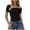 hgg270-Black, variant on Women 3D Butterfly Decor T-Shirt Slim Fit One Off The Shoulder Blouse Y2k Short Sleeve Ruched Going Out Top