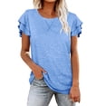 thumbnail image 4 of Womens tshirts ruffle sleeve summer casual tee shirts round neck solid color cute tunic dressy casual business outfits, 4 of 4