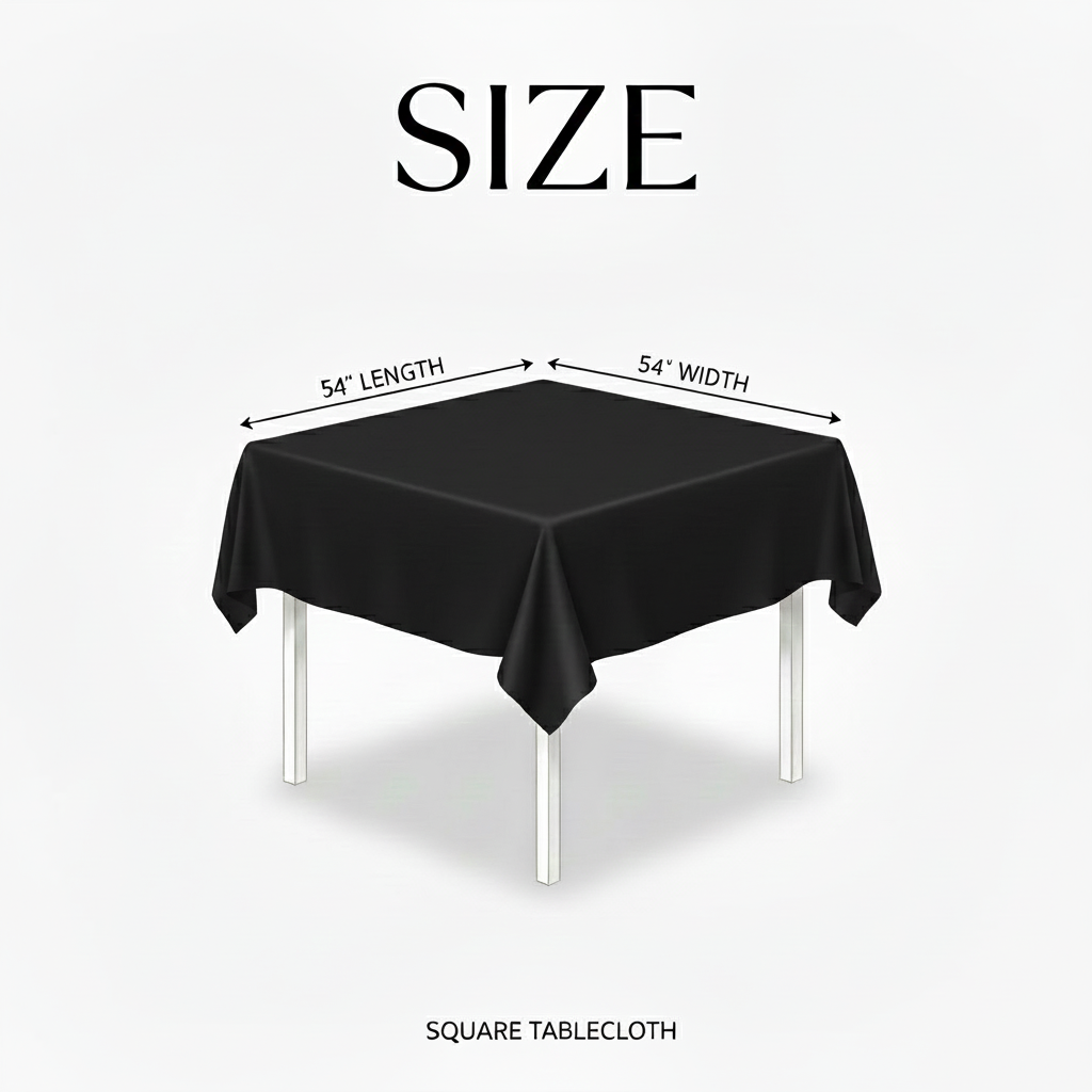 AK Trading Co. Polyester Square Tablecloth, 54 x 54 Inches, Black photo 2