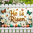 thumbnail image 4 of LUUFILx Easter Spring Decorations He Is Risen Backdrop Banner Colorful Butterfly and Floral Egg Celebration Background for Church Event Photography Props Party Supplies, 4 of 7