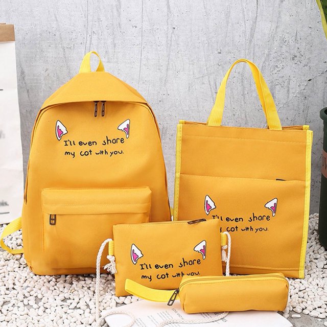 Wzzjkit Fashion Style Multifunctional Large Capacity Canvas Four-piece Bag 4packs