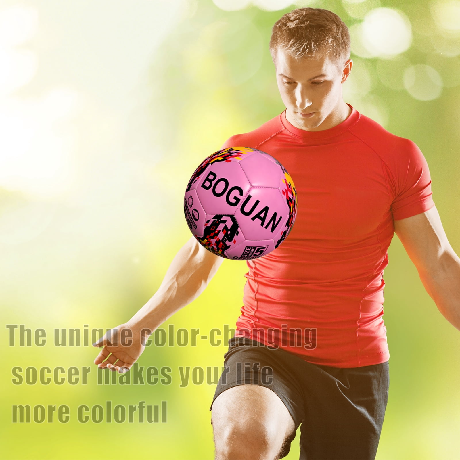 Soccer Ball Official Size 5 - High Qualtiy PU Leather-Discoloration in The Sun- Glow in The Dark-Extra Pump-Gifts for Kids,Boys,Girls,Adults Outdoor Indoor Training Ball