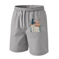 thumbnail image 2 of GrmtClth Fathers Day Gift Summer Dad Papa Print Usa Flag Shorts Vintage 4th Of July Patriotic Short Fashion Soft Elastic Drawstring Independence Day Wear Light Gray 2XL, 2 of 4