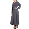 thumbnail image 3 of 24seven Comfort Apparel Plus Size V-Neck Long Sleeve Maxi Dress, 3 of 4