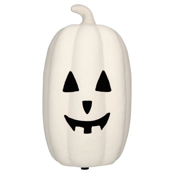 Paper Mache Jack-o'-Lantern Decoration, White, 12.5", Halloween by Way To Celebrate