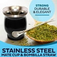 thumbnail image 3 of Travelwant Yerba Mate Natural Gourd/Tea Cup Set Brown (Original Traditional Mate Cup - 8 Ounces)，Includes Yerba Mate Straw & Cleaning Brush，Stainless Steel | Double-Walled | Easy to Clean, 3 of 7
