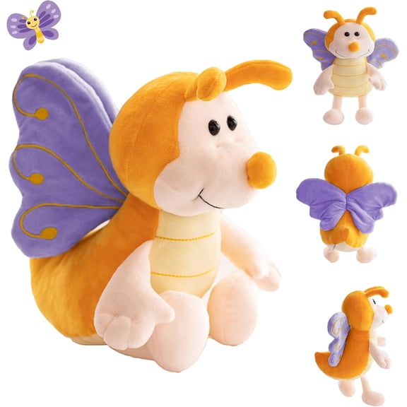 Cuddly Butterfly Stuffed Animals Super Soft Butterflies with Purple Wings Plush Toys Stuffed Butter Fly Plushies Animal Insect Plush Doll Animal Toy for Kids & Lovers 13 Inch