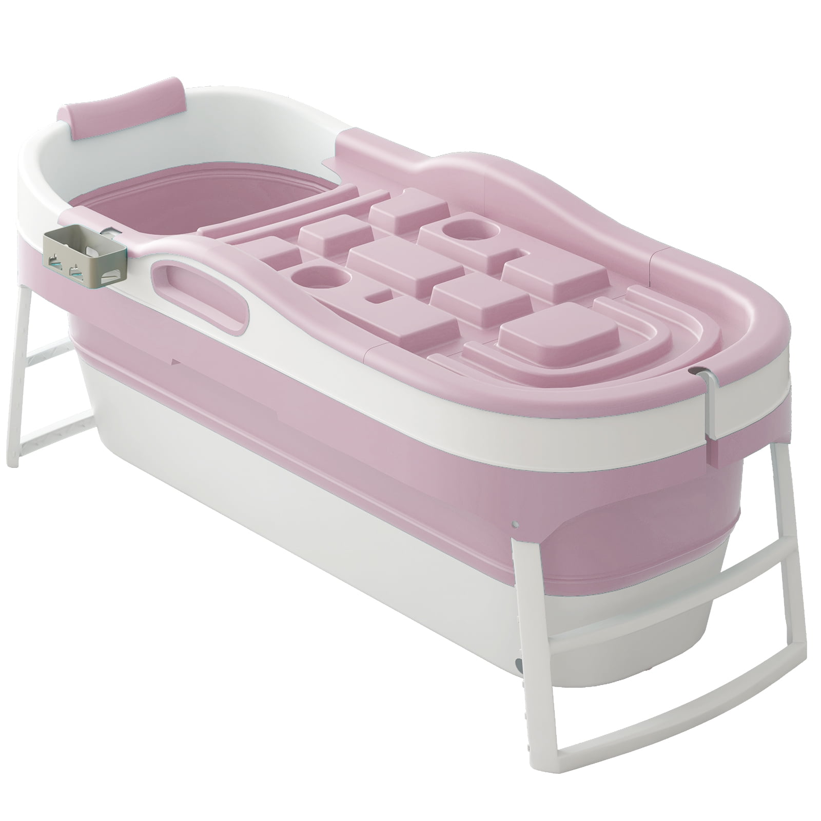 Mjkone Foldable Adult Bathtub with Lid,58 inches Large Portable Bathtub