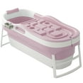 thumbnail image 3 of Puremind Portable Bathtub- 58"Foldable Bathtub for Adults- Collapsible Bathtub with 2 Side Handles and Waterproof Neck Pillow(Pink), 3 of 8