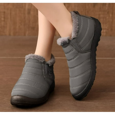 

Man Roofing Shoes Hombre Botas Grey Hiking Snow Boots Warm Winter Plush Flat Bottom Short Tube Zapatos 39