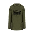 thumbnail image 4 of Wyobmus Womens Fuzzy Hooded Sweatshirt Winter Round Neck Pullover Letter Printed Long Sleeve Fluffy Thermal Hooded Tops J-Olive Green, 4 of 5