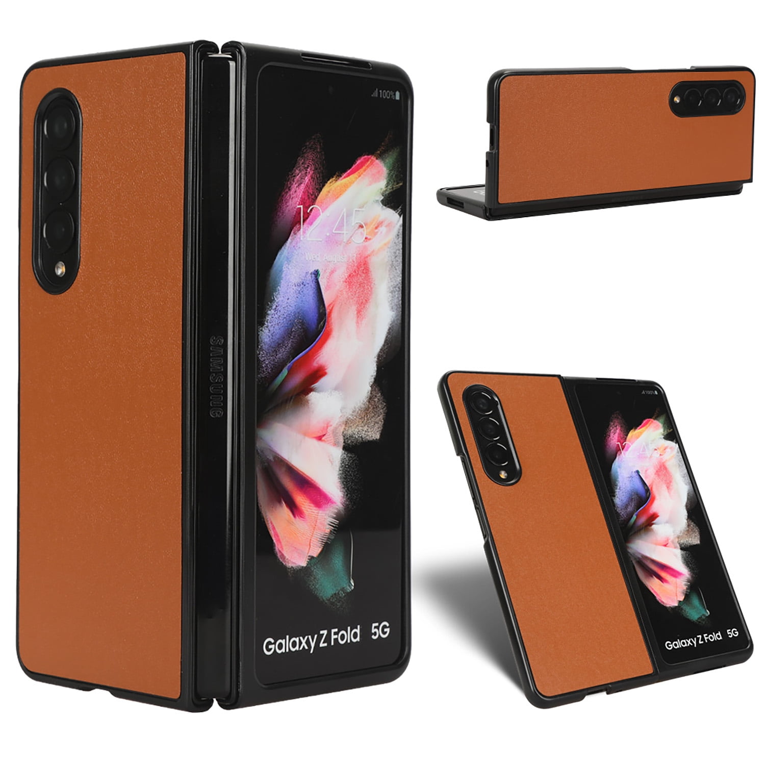 Decase Filp Case for Samsung Galaxy Z Fold 4,Luxury PU Leather+Soft TPU