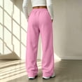 thumbnail image 3 of Pantalones Deportivos de Mujer de Pierna Recta con Bolsillos, Forro Polar Suave y Ligero, Color Sólido, Bajo Abierto, de Vestir sin Cierre, Cintura Elástica, Sudaderas de Otoño con Bolsillos, 3XL, 3 of 9