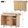 thumbnail image 7 of Kitchen Cart with Stainless Steel Top & Storage Cabinet, Mobile Kitchen Island Cart on Wheels with Two Drawers & Goblet Holder & Wine Rack & Spice Rack & Towel Holder, 51Lx18Wx37H Inches, Brown, 7 of 7